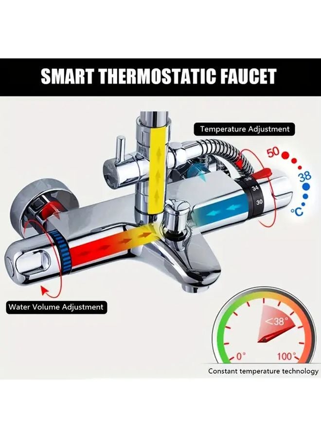 Silvery Thermostatic Shower Mixer Valve Easy Install No Power Overheat Protection - Image 3